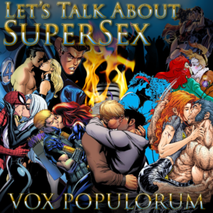 Episode artwork with several superheroes kissing and having supersex.