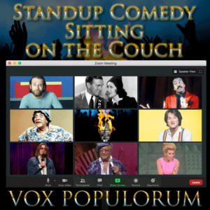 Standup Comedy episode artwork featuring legendary comedians in a Zoom window