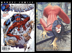 Spider-man and Spider-Woman in the controversial "Manara Pose"