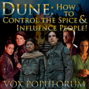 episode artwork featuring Chain and Paul from all three different filmed versions of Dune.