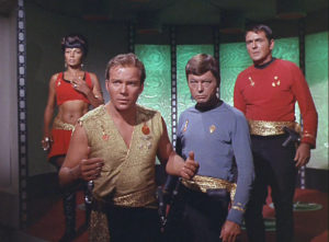 still from "Mirror, Mirror" the parallel universe episode of Star Trek: The Original Series and the start of their multiverse